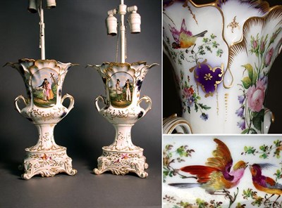 Lot 101 - Pair of Paris Porcelain Vases Each mounted as...