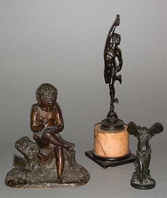 Lot 100 - Three Bronze Groups Depicting Cupid, Mercury...