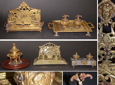 Lot 648 - Group of Renaissance Style Bronze Desk...