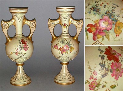 Lot 440 - Pair of Royal Worcester Porcelain Two-Handled...