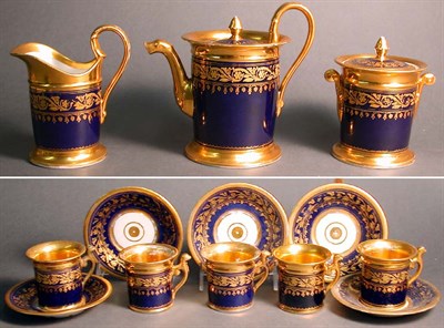 Lot 203 - Paris Porcelain Partial Tea Service The cobalt...