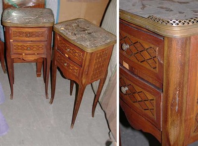 Lot 142 - Pair of Louis XV Style Marquetry Inlaid...