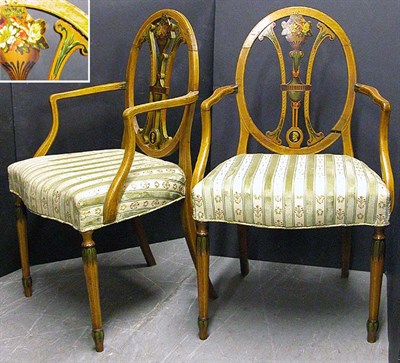 Lot 150 - Set of Four George III Style Painted Satinwood...