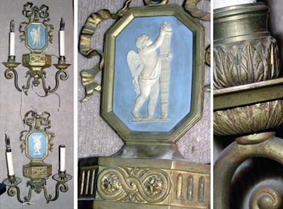 Lot 348 - Pair of Georgian Style Bronze Two-Light...