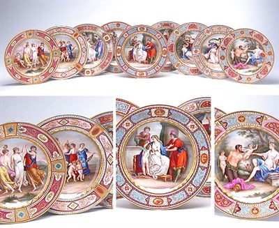 Lot 146 - Set of Nine Vienna Porcelain Rim Soup Plates...