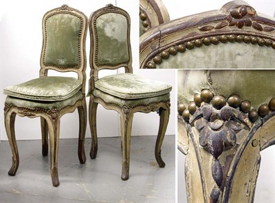 Lot 407 - Pair of Louis XV Style Ivory Painted Fruitwood...