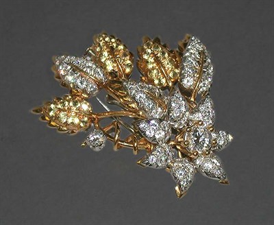 Lot 319 - Citrine and Diamond Spray Pin 18 kt. yellow...