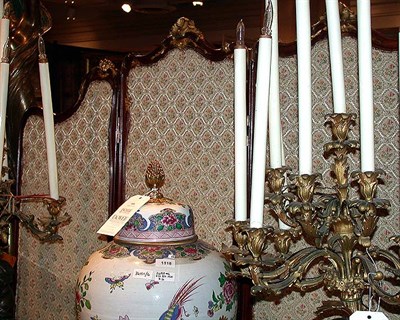 Lot 146 - Louis XV Style Upholstered Mahogany Four-Fold...