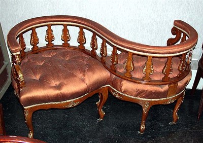 Lot 264 - Napoleon III Upholstered Fruitwood Tete a Tete...