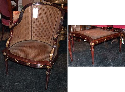 Lot 92 - Louis XVI Style Cane Inset Mahogany Duchesse...