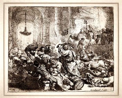 Lot 286 - Rembrandt van Rijn CHRIST DRIVING THE MONEY...