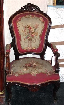 Lot 524 - Set of Two Victorian Rosewood Armchairs En...