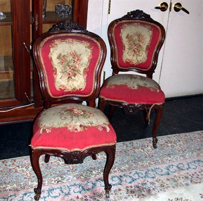 Lot 525 - Set of Six Victorian Rosewood Side Chairs En...