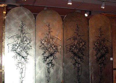 Lot 235 - Neoclassical Style Silver Four-Panel Screen