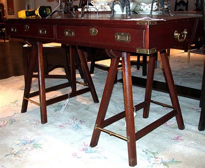 Lot 139 - Regency Style Brass Bound Leather Inset...