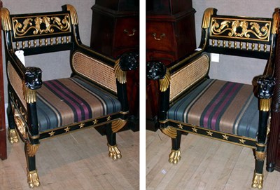 Lot 178 - Pair of Empire Style Painted and Parcel Gilt...