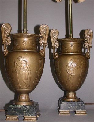 Lot 538 - Pair of Empire Style Patinated Metal Urn-Form...