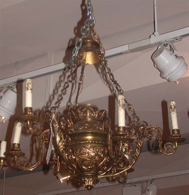 Lot 423 - Empire Style Gilt-Metal Six-Light Chandelier
