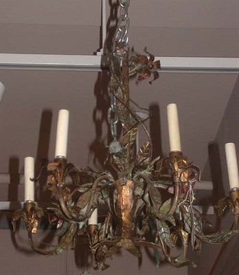 Lot 420 - Italian Patinated Metal Six-Light Chandelier
