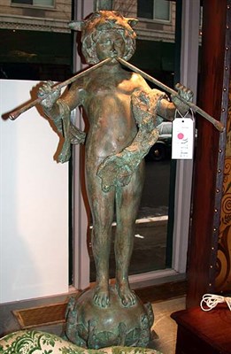 Lot 549 - Patinated Metal Figural Fountain