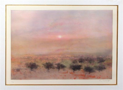 Lot 114 - Kaiko Moti [SUNSET] Color aquatint, signed in...