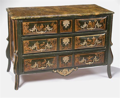 Lot 175 - Continental Gilt Decorated Black Lacquered...