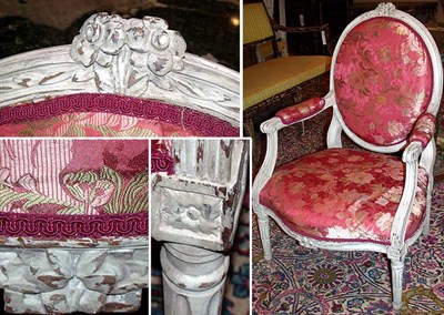 Lot 276 - Louis XVI White Painted Fauteuil Late 18th...