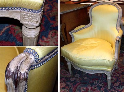 Lot 381 - Louis XVI White Painted Bergere Late 18th...