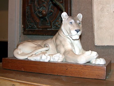 Lot 178 - Royal Copenhagen Porcelain Lioness Mounted as...