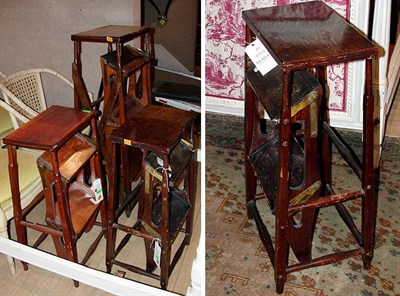 Lot 193 - Group of Three Sets of Oak Library Steps