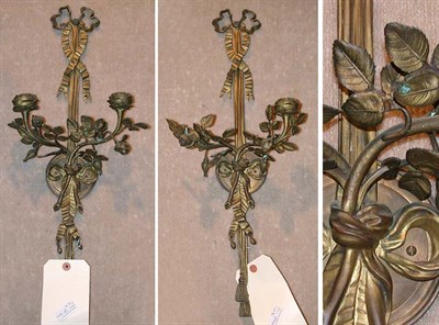 Lot 430 - Pair of Gilt-Metal Floriform Two-Light Sconces