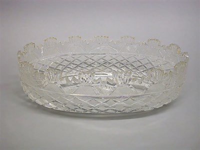 Lot 326 - Irish Cut Glass Bowl Of oval form. Length 13...