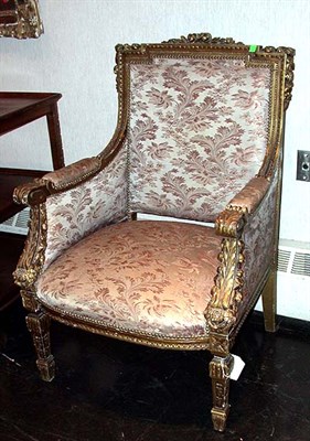 Lot 149 - Pair of Louis XVI Style Upholstered Gilt-Wood...