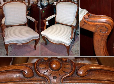 Lot 357 - Pair of Louis XV Style Upholstered Fruitwood...