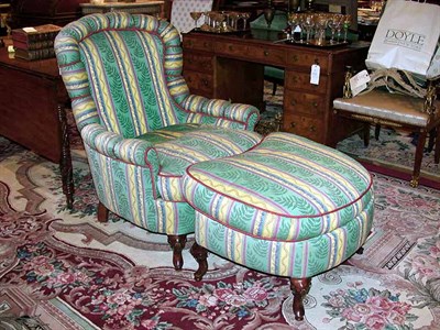 Lot 432 - Victorian Style Upholstered Easy Chair and...