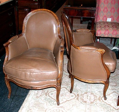 Lot 232 - Pair of Provincial Louis XV Style Upholstered...