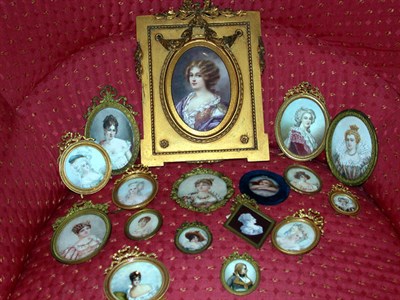 Lot 580 - Group of Continental Portrait Miniatures Late...