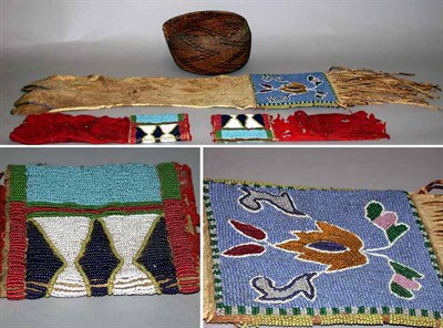 Lot 105 - Native American Beaded Hide Tobacco Bag With...