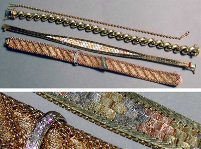 Lot 281 - Group of Four Assorted Gold Bracelets 14 kt....