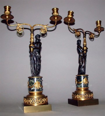 Lot 517 - Pair of Empire Style Gilt and Patinated-Bronze...