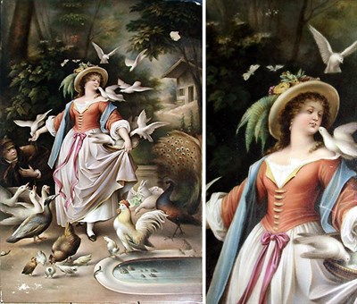 Lot 134 - KPM Porcelain Plaque Depicting women feeding...