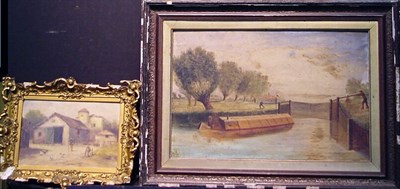 Lot 5 - British School 19th Century CANAL SCENE...
