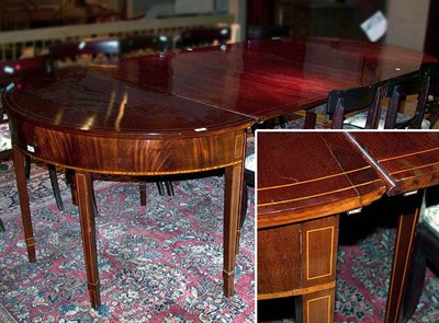 Lot 204 - Federal Inlaid Mahogany Three-Part Dining...