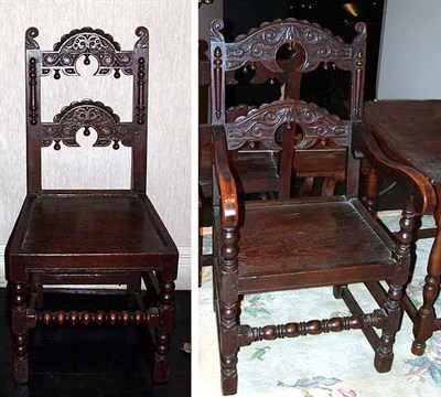 Lot 122 - Set of Eight English Oak Dining Chairs...