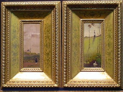 Lot 76 - Panichi 19th Century WOMAN IN A LANDSCAPE: TWO...