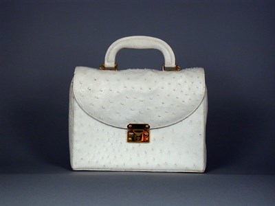 Lot 866 - Lana of London White Ostrich Bag Having a top...