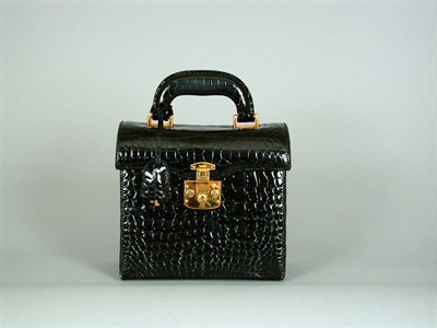 Lot 828 - Gucci Black Alligator Box Bag Having a small...