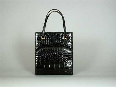 Lot 842 - Black Crocodile Bag With decorative pockets,...