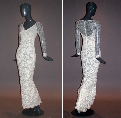 Lot 687 - White Lace Evening or Wedding Dress Attributed...