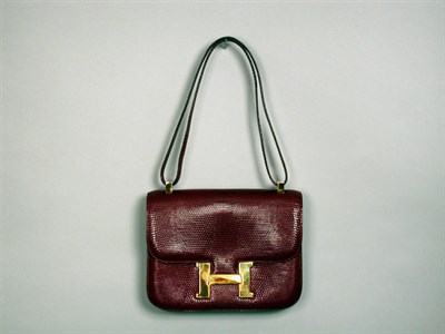 Lot 872 - Hermes Wine Lizard Constance Bag With...
